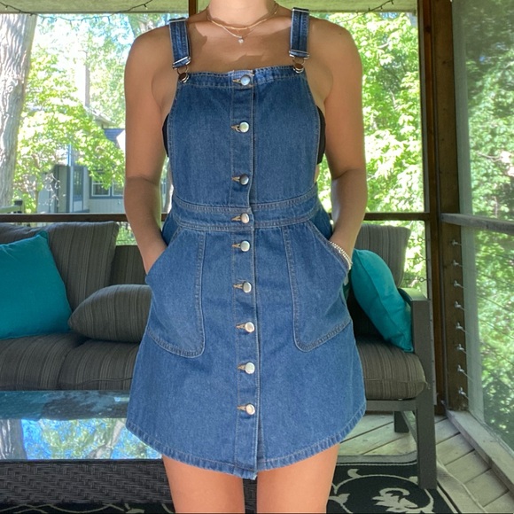 Denim Overall Button Up Mini Dress - Picture 5 of 6